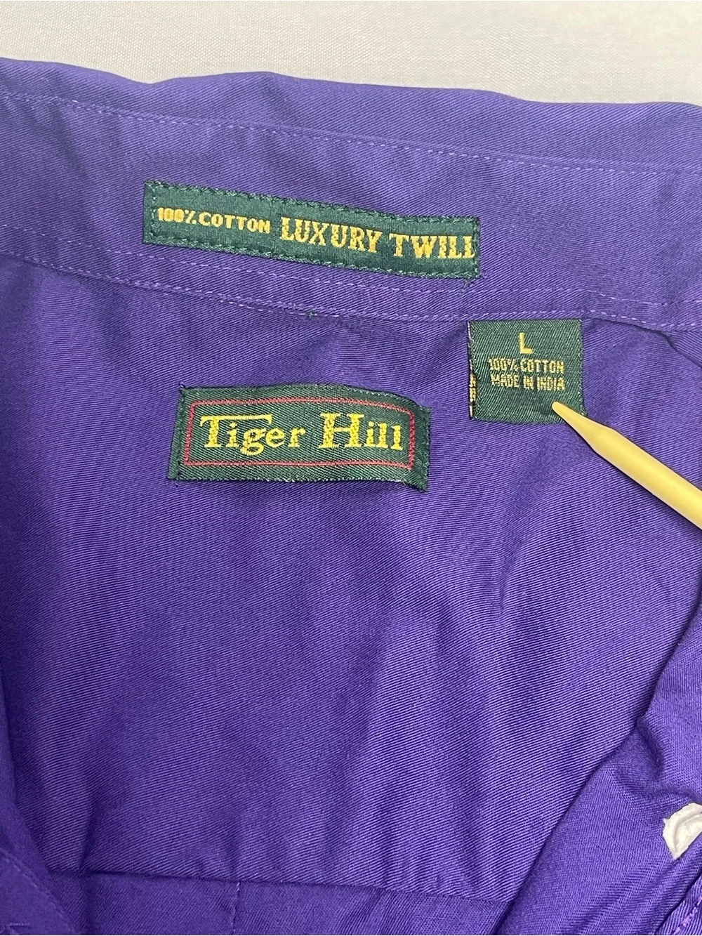Tiger Hill Purple Button Down Shirt Large Cotton Short Sleeve Classic Fit - Picture 4 of 7